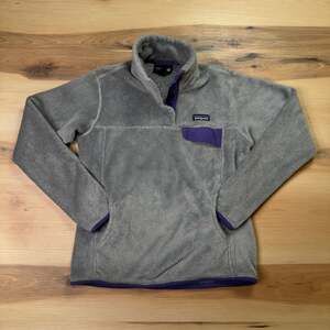 Women's Re-Tool Snap-T® Fleece Pullover Jacket Gray with Purple Accents Size Med